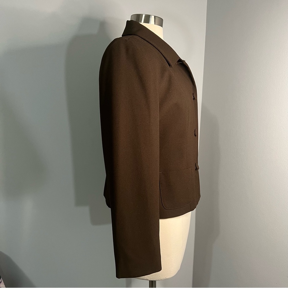Chemise International Size 10P Brown Short Long Sleeve Vintage Blazer Jacket - Picture 4 of 11